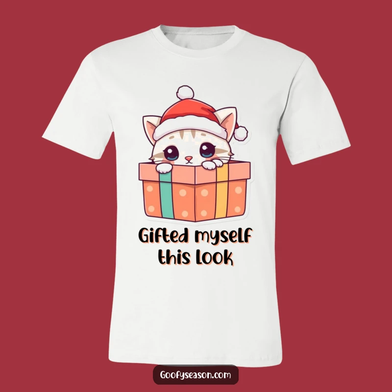 Funny Curious Cat Santa T-Shirt - Hilarious Holiday Gift for Cat Enthusiasts