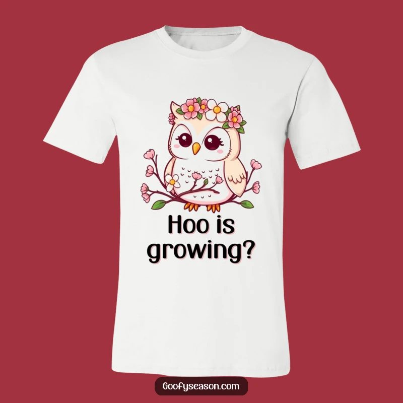 Funny Kawaii Owl T-Shirt - Spring Flower Crown Nature Lover Tee Funny Gift