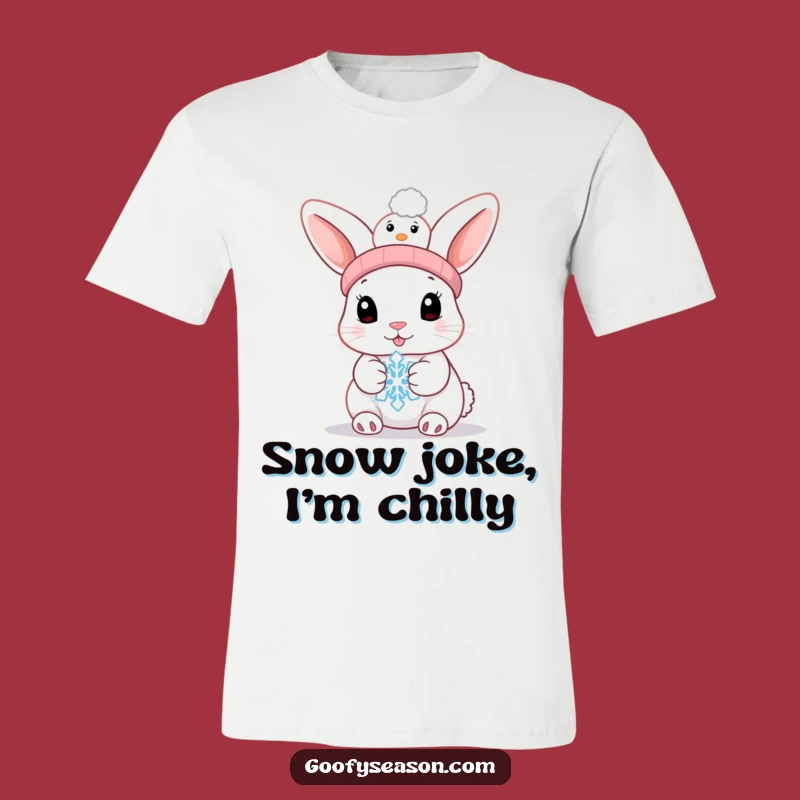 Funny Bunny Melting Snowflake T-Shirt: Cute Winter Animal Humor Tee