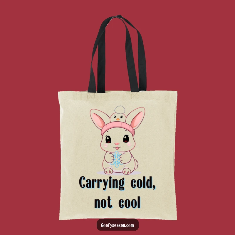 Funny Bunny Melting Snowflake Tote Bag: Stylish Carry-All Humor Gift