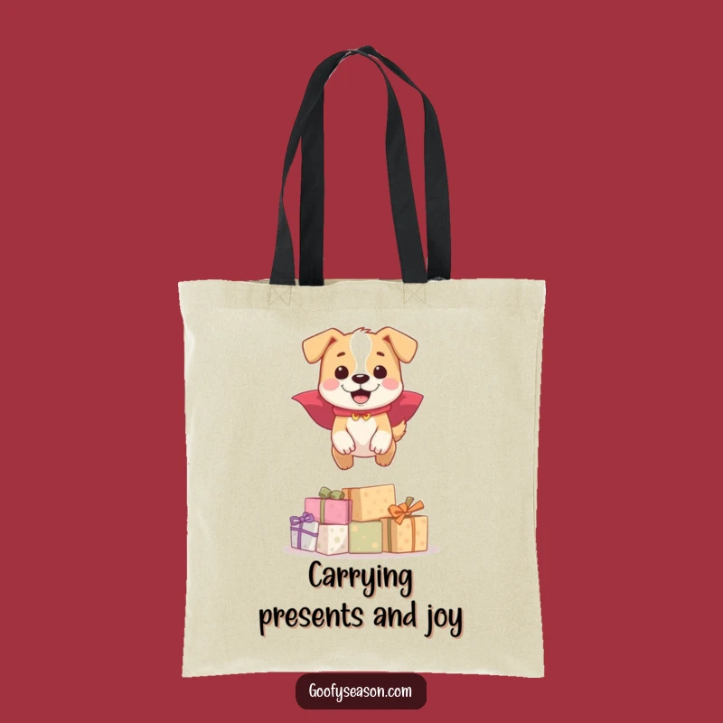Funny Dog Cape Tote Bag: Happy Hero Leaping Presents, Hilarious Gift for Dog Owners