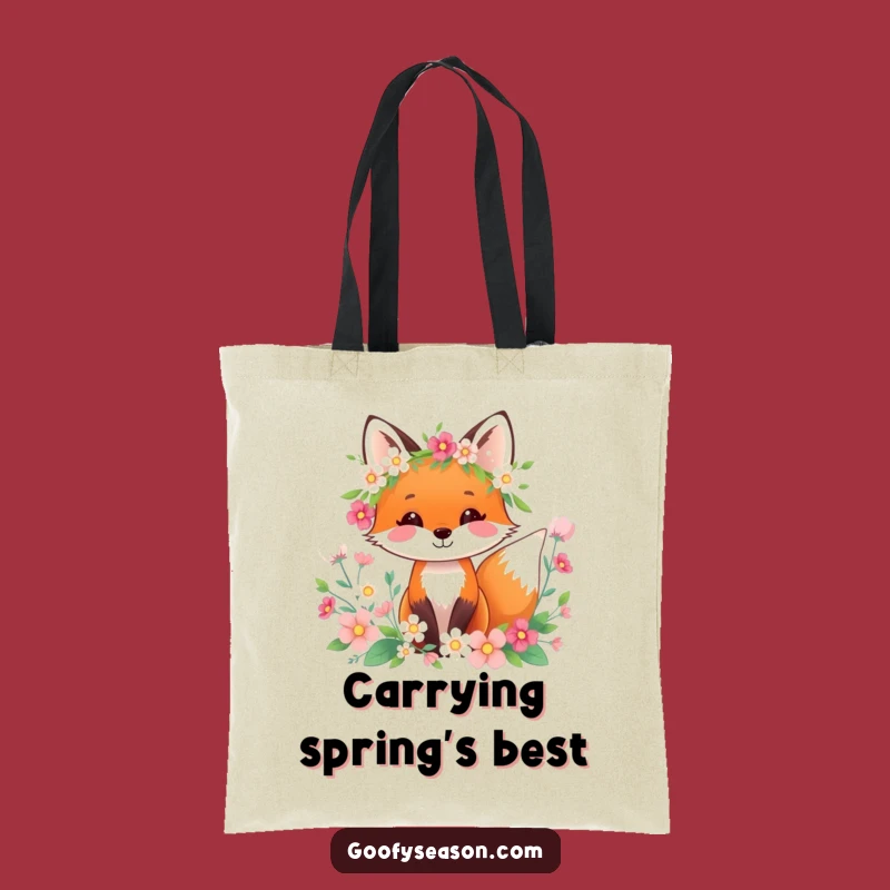 Funny Fox Spring Wreath Tote Bag: Stylish Floral Carry-All Humor